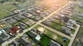 Aerial. Construction of a modern cottage settlement