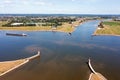 Aerial from the crossing from the rivers Neder Rine and river Lek at Wijk bij Duurstede in the Netherlands Royalty Free Stock Photo