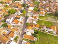 Aerial crossroads in the middle of housing