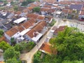 Aerial crossroads in the middle of housing