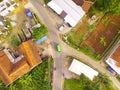 Aerial crossroads in the middle of housing