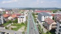 Aerial day shot above Buna Ziua district in Cluj, Romania.