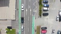 Aerial day shot above Buna Ziua district in Cluj, Romania. Top down traffic