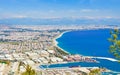 Aerial view of blue sea and resort city Antalya, Turkey