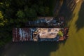 Aerial of Derelict Houseboat - Abandoned Marina - Kentucky