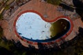 Aerial of Derelict Swimming Pool - Abandoned Browns Resort - Catskill Mountains, New York Royalty Free Stock Photo