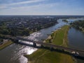 Aerial of Deventer and the IJssel river, part of the room for the river high water protection program