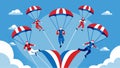 An aerial display like no other as parachutists adorned in red white and blue soar through the air forming intricate Royalty Free Stock Photo