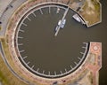 Aerial of a docked boats parking