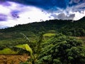 Aerial doi pui sky cloud palm tree rain forest dirt street bike scooter motorcross fields north chiang mai village