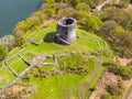 Aerial of Dolbadarn Castle at Llanberis in Snowdonia National Park in Wales