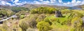 Aerial of Dolbadarn Castle at Llanberis in Snowdonia National Park in Wales