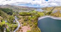 Aerial of Dolbadarn Castle at Llanberis in Snowdonia National Park in Wales