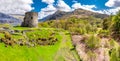 Aerial of Dolbadarn Castle at Llanberis in Snowdonia National Park in Wales Royalty Free Stock Photo