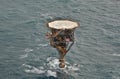 Aerial of Dolphin monopod is an unmanned working platform in Bass Strait off the Victorian coastline