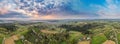 Aerial Dorne Panorama of Polish Countryside and Rolling Hills at Spring