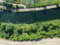 Aerial down shot of river in Roydon