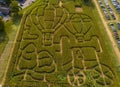Aerial Down View of a Corn Maze, Depicting Hot Air Balloons