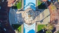 Aerial down view of Soldiers and Sailors Monument and Monument Circle in downtown Indianapolis, Indiana Royalty Free Stock Photo