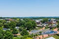 Aerial of Downtown Frederick and Carrol Creek Promenade in Frederick, Maryland