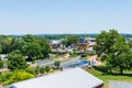 Aerial of Downtown Frederick and Carrol Creek Promenade in Frederick, Maryland