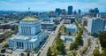 Aerial downtown Oakland California with view of courthouse and other buildings