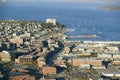 Aerial of downtown Portland, Maine showing Maine Medical Center, Commercial street, Old Port and Back Bay. Royalty Free Stock Photo