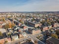 Aerial of Downtown York, Pennsylvania next to the Historic District in Royal Square