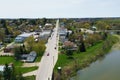 Aerial of Drayton, Ontario, Canada on spring morning