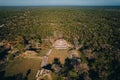 Aerial Drone of Altun Ha Archaeological Site in BelizeCountry in Central America with forest trees