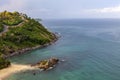 Aerial drone bird`s eye view photo of tropical sea with Beautiful island Royalty Free Stock Photo