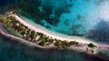 Aerial drone birds eye view of tropical island. Royalty Free Stock Photo