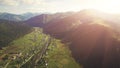 Aerial Drone Flight in Carpathian mountains Royalty Free Stock Photo