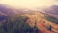 Aerial Drone Flight in Carpathian mountains Royalty Free Stock Photo