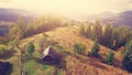 Aerial Drone Flight in Carpathian mountains Royalty Free Stock Photo