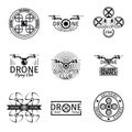 Aerial drone flying club labels, badges and logos