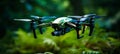 Aerial drone footage of a captivating lush green forest with a stunningly blurred bokeh background