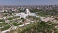 Aerial drone footage of Mazar-e-Quaid also known as tomb of Quaid-e-Azam, landmarks of Karachi Pakistan, sightseeing