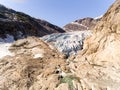 Aerial drone of Nigardsbreen glacier in Nigardsvatnet Jostedalsbreen national park in Norway in a sunny day Royalty Free Stock Photo