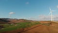 Wind farm in Malaga, Andalusia. Panoramic aerial view. Eolic Park