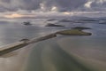 Aerial drone image of Clew Bay, Mayo, Ireland