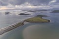 Aerial drone image of Clew Bay, Mayo, Ireland