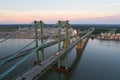 Aerial drone image of the Delaware Memorial Bridge