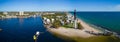 Aerial panorama Hillsboro Inlet Lighthouse Florida Royalty Free Stock Photo