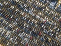 Aerial drone image of many cars parked on parking lot, top view Royalty Free Stock Photo