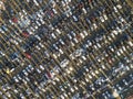 Aerial drone image of many cars parked on parking lot, top view Royalty Free Stock Photo