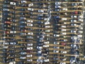 Aerial drone image of many cars parked on parking lot, top view Royalty Free Stock Photo