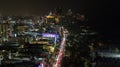 Aerial night photo Miami Beach Ocean Drive neon lights disco clubs