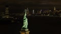 Aerial night image of the Statue of LIberty New York City Royalty Free Stock Photo