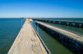 Tampa Bay Sunshine Skyway Bridge and fishing jetty pier Royalty Free Stock Photo